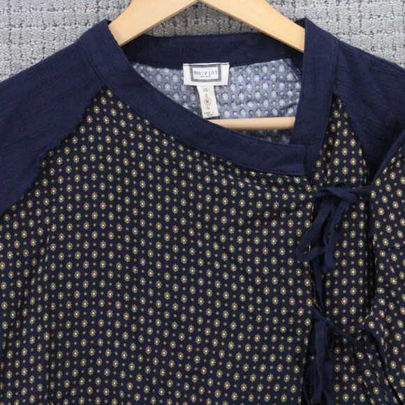 Mo:vint By Anthropologie Blouse Top Womens Long Sleeve Geometrical Pattern M NWT - Picture 5 of 9